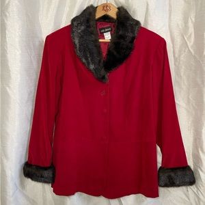 Plus Size 90’s Style “The Nanny” Inspired Red Brown Faux Fur Christmas Jacket